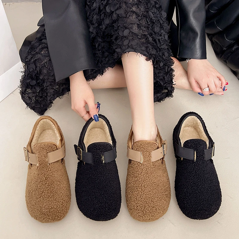 大棉鞋北京毛绒鞋羊羔毛鞋冬外穿老棉天爆款女款2025冬季新款平跟