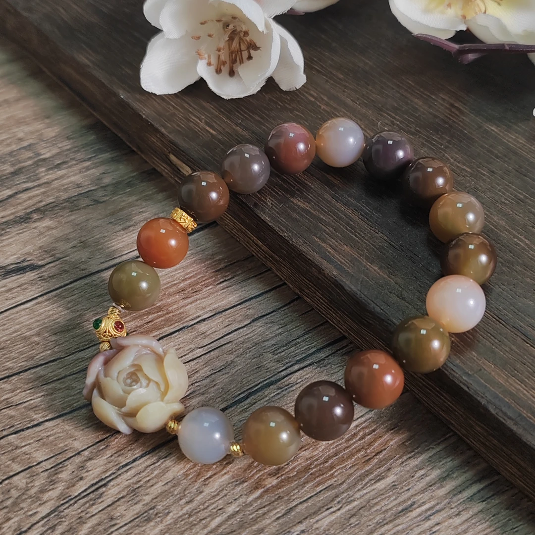 【牡丹亭】盐源玛瑙单圈手串（多样性发其一）