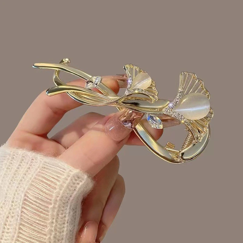 银杏叶扭扭夹一字夹女气质款后脑勺盘发发夹高级感发夹头饰发饰