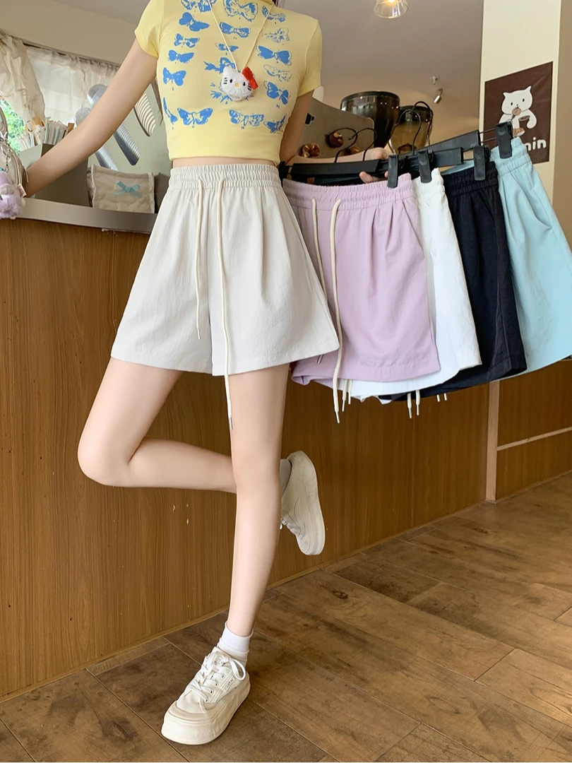2025大码女装新款夏季休闲时尚系带松紧短裤女款夏天春游出行衣服