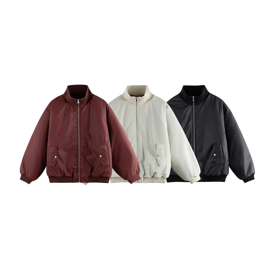 STUDIO ONE 美式复古纯色简约高领棉服加厚外套男女休闲宽松棉衣