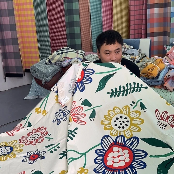 妍***）棉棉粗布瑕疵太阳花三件套