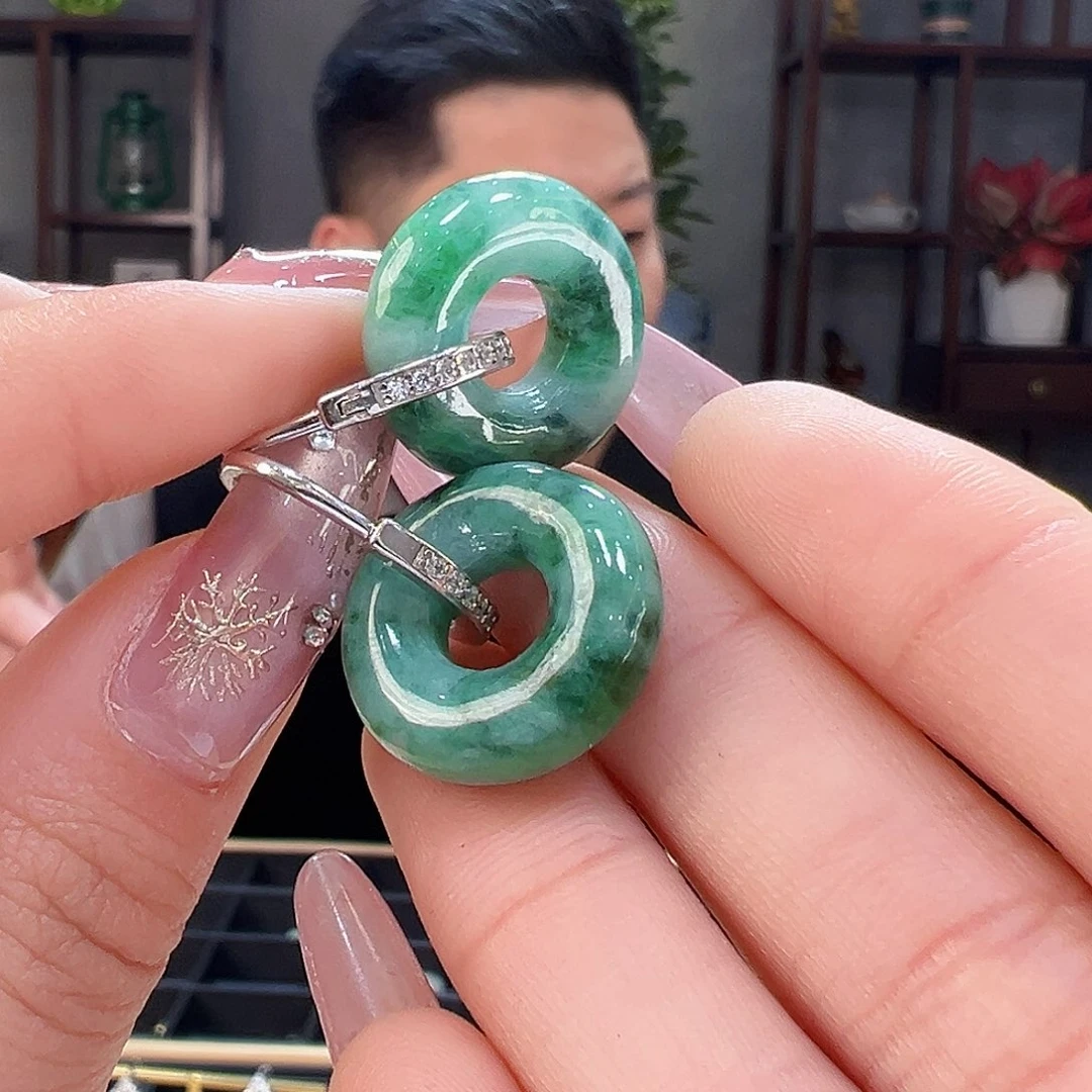 翡翠耳环银S925镶嵌耳环4