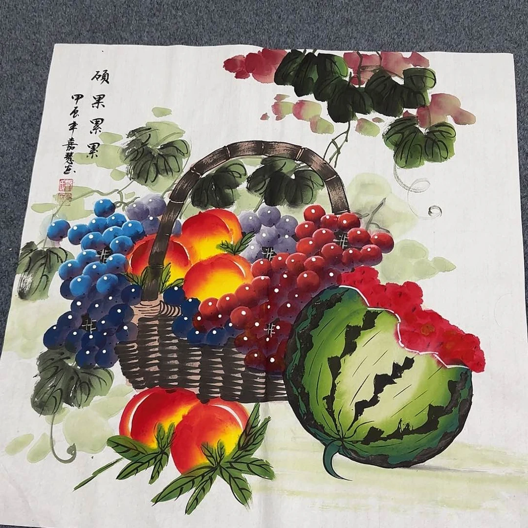 国画尺寸70X70手绘作品