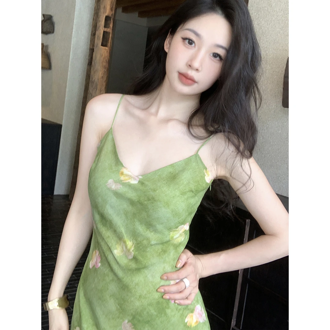 SYT原创 油画花朵显瘦吊带连衣裙