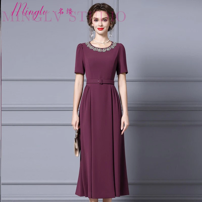 名缕时尚连衣裙夏女2025新款设计师精致高级感掐腰显瘦长款裙子