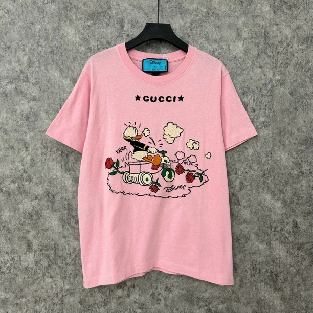 95新 GUCCI/古驰 迪士尼合作款粉色半袖T恤