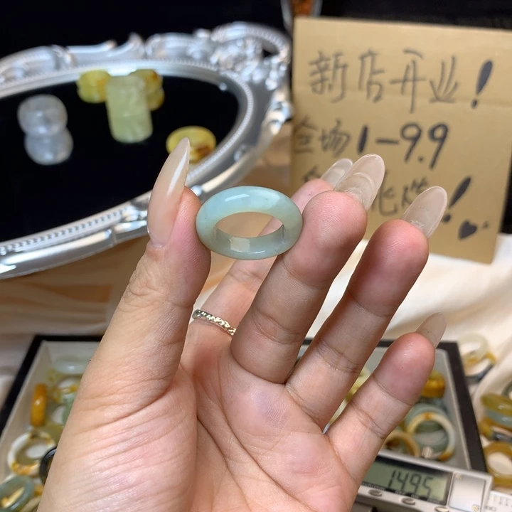 Y***可合金蛇纹石玉戒指