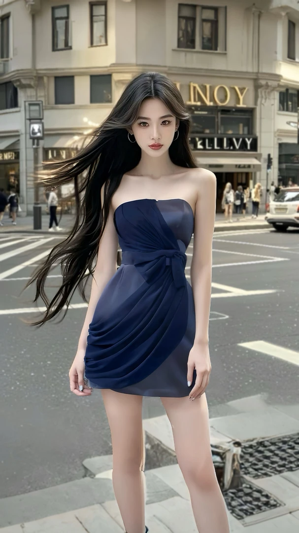 夏季新款别致设计感一字肩抹胸收腰连衣裙女小众时尚高级显瘦气质