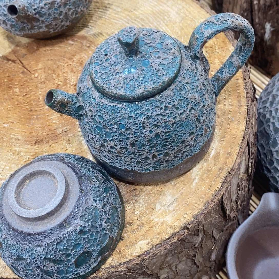 粗陶志野柴茶壶家用