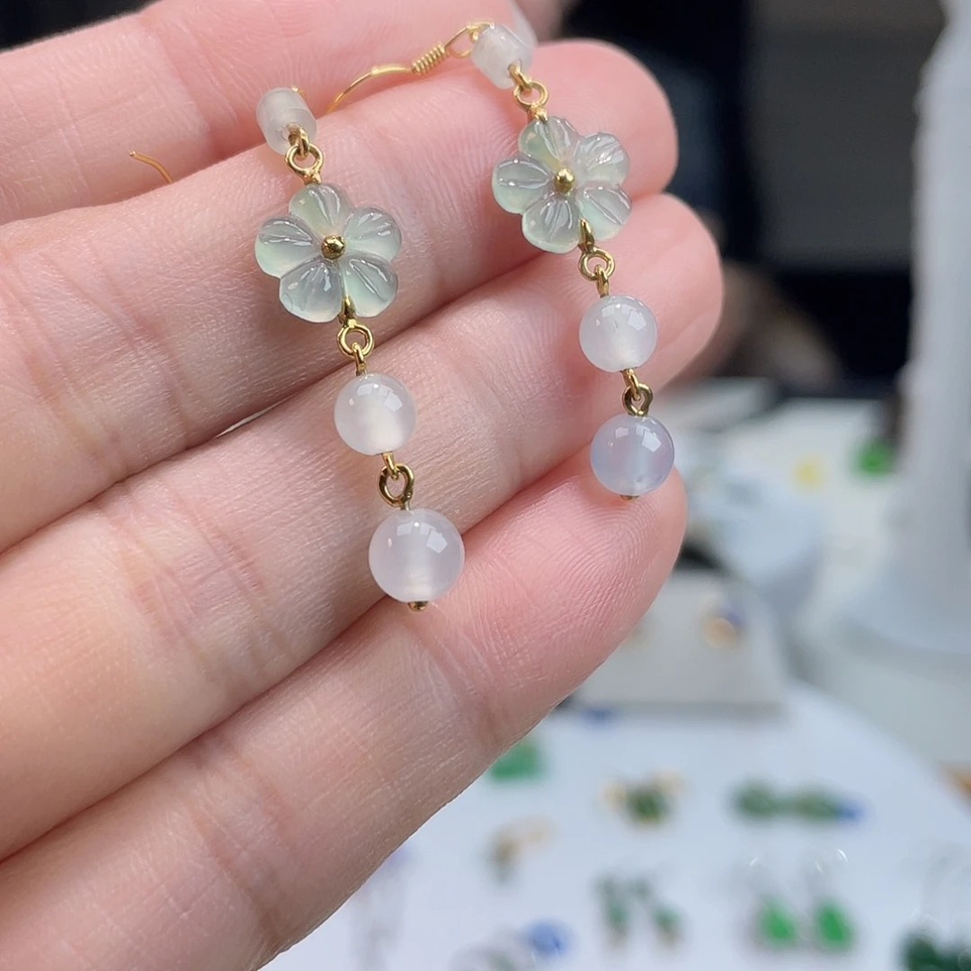 翡翠18K金镶嵌耳饰