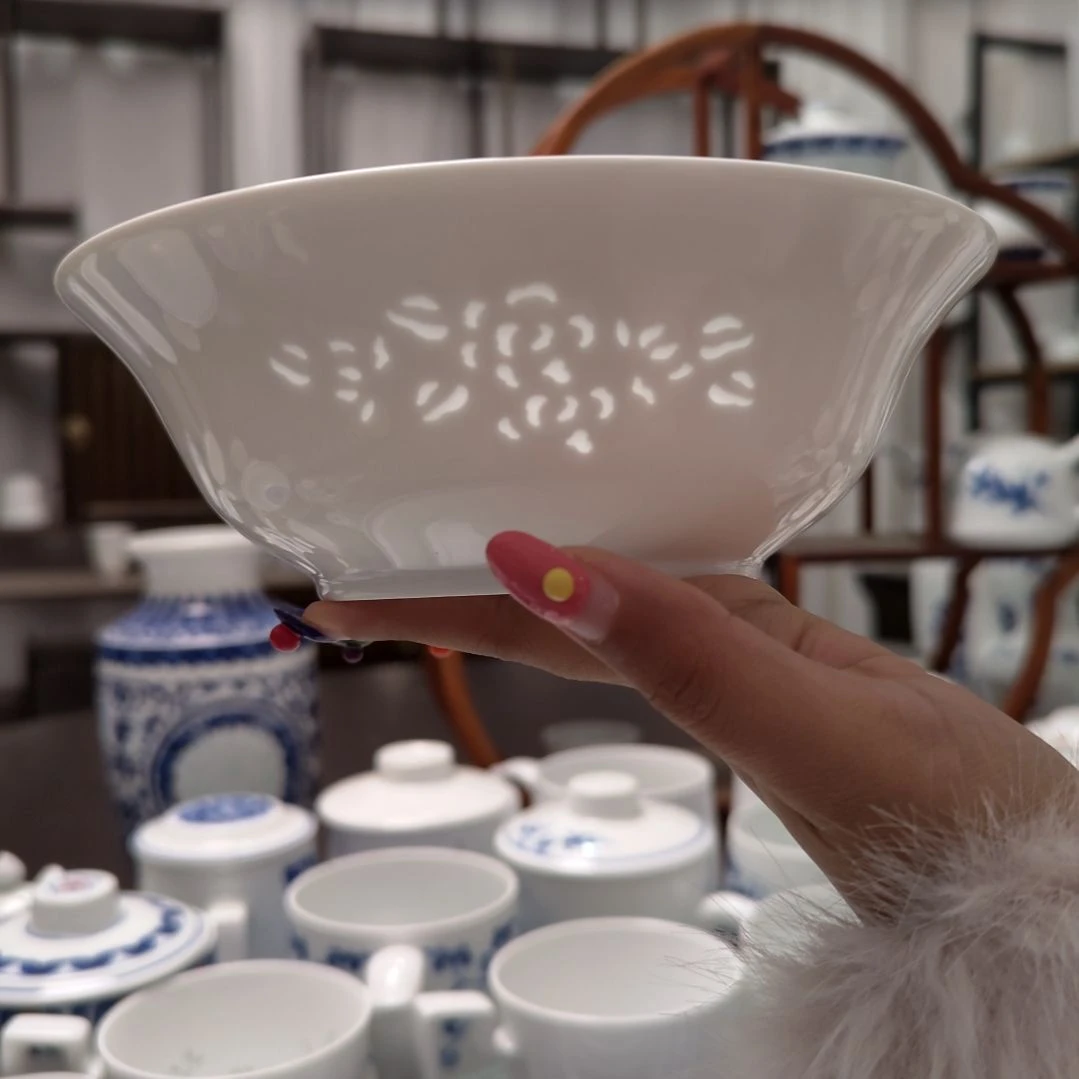 陶瓷玉牡丹7寸面碗两只装