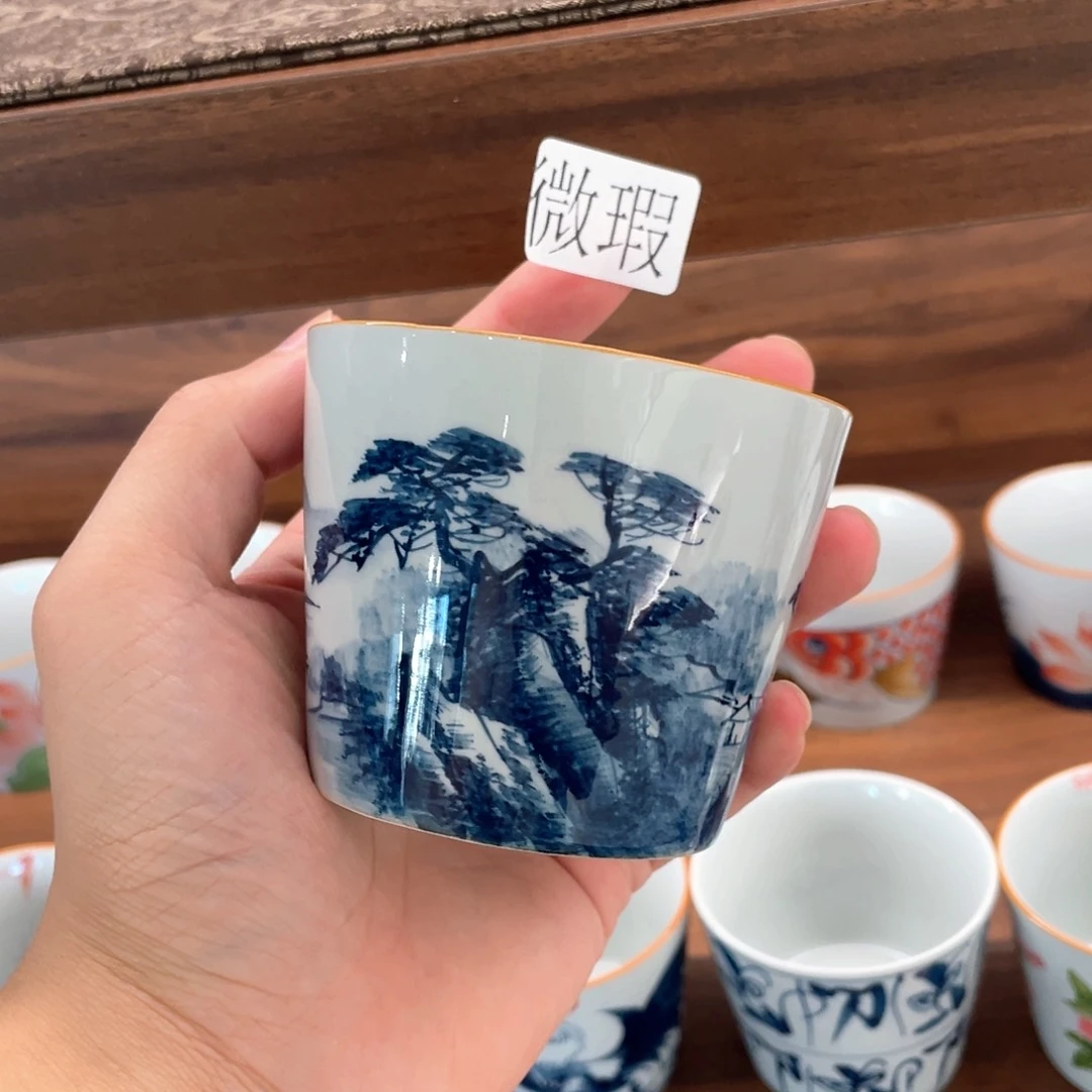 釉下手绘茶具微瑕