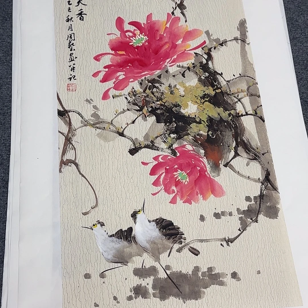 国画68*35纯手绘亲笔周艺