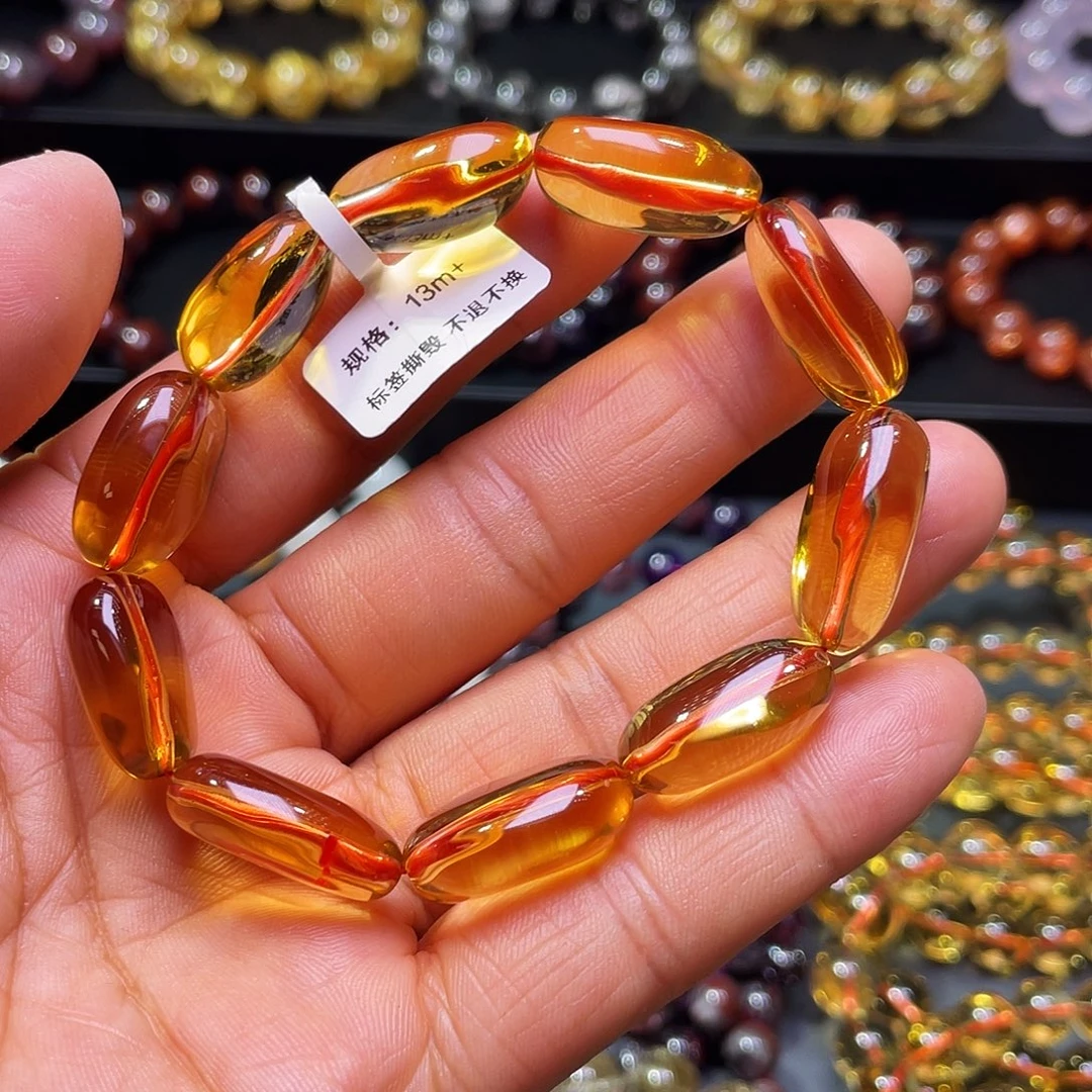 水晶手链未镶嵌巴西毕业级金红料