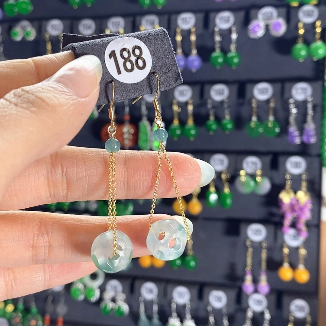 翡翠银S925镶嵌耳饰188