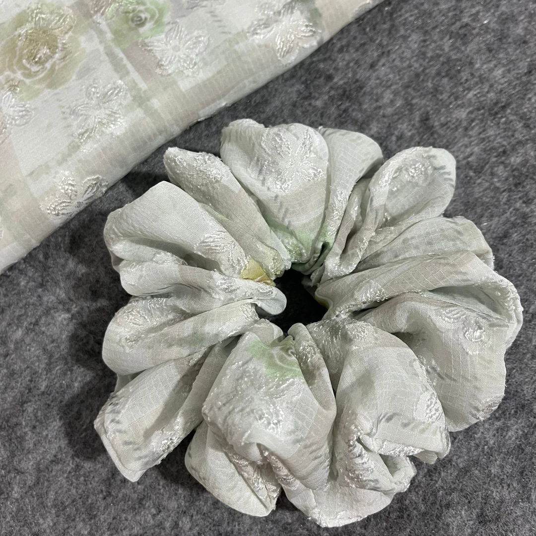 原创手作发圈天青色立体提花款大肠发圈低马尾发绳丸子头发饰温柔