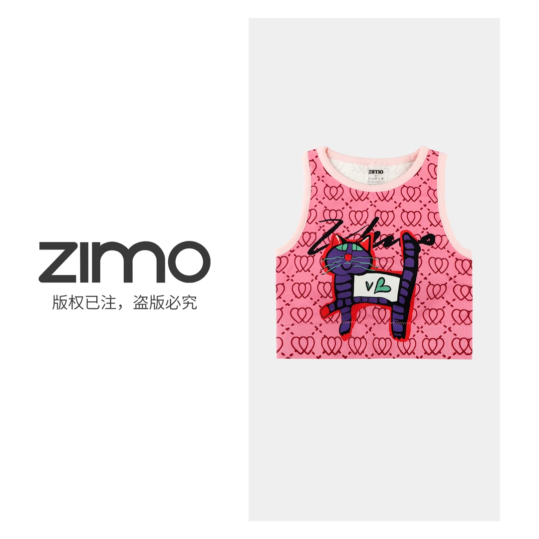 zimo-迷你高尔夫一体杯文胸爱心小猫-高端瑜伽健WFWX521