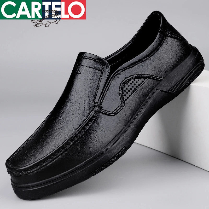 CARTELO/卡帝乐鳄鱼2025新款男士皮鞋商务厚底休闲软底防滑爸爸鞋