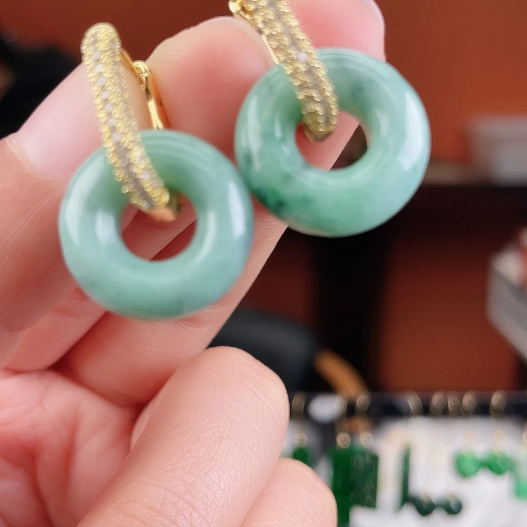 翡翠未镶嵌耳饰饰品