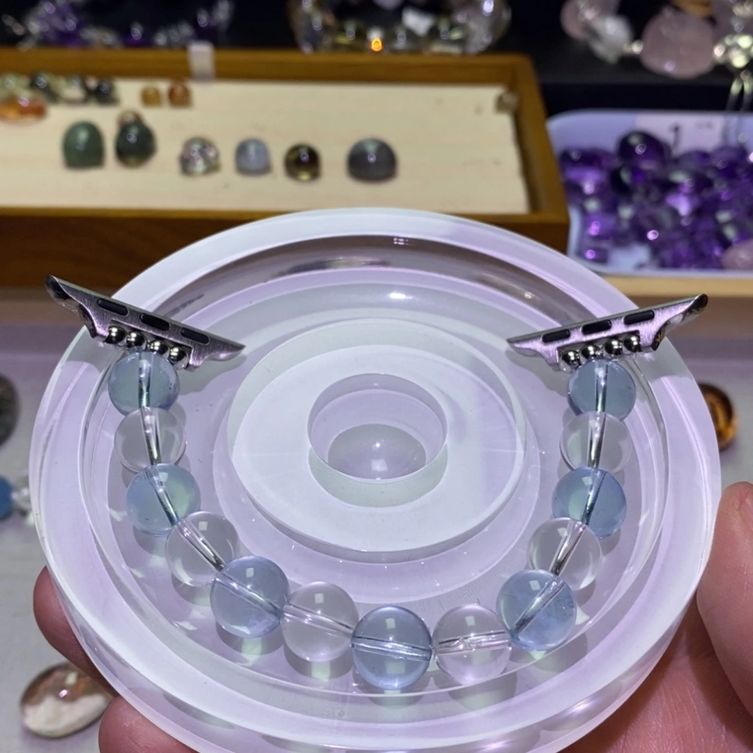 银S925镶嵌手链水晶海蓝宝