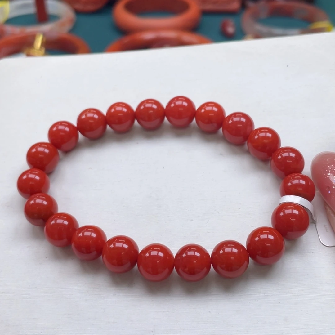 南红玛瑙瓦西南红锦红单圈9+mm未镶嵌