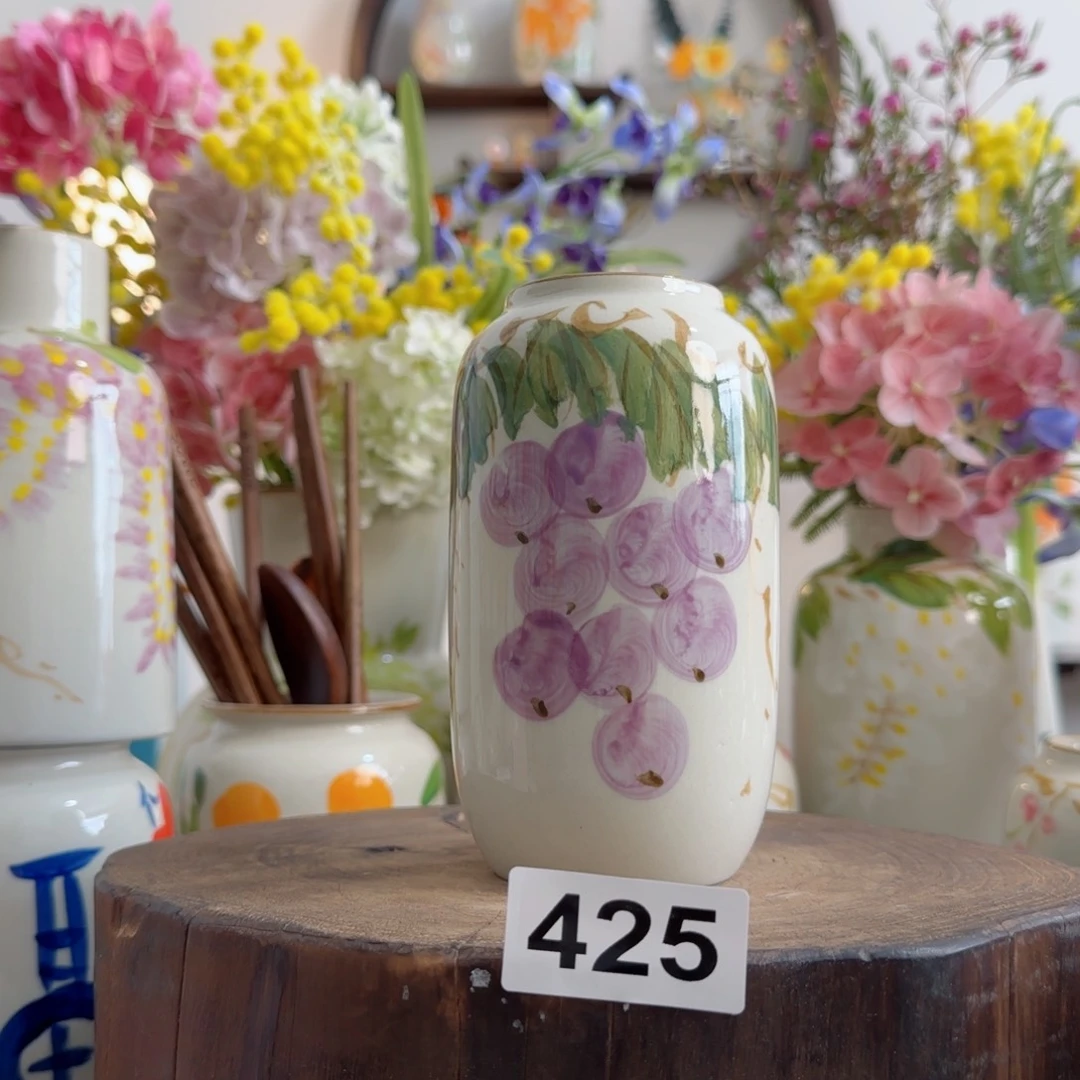 摆件景德镇纯手绘陶瓷小花瓶摆件无孔