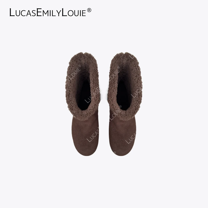 LUCASEMILYLOUIE 欢姐0220复古羊毛呢保暖短筒雪地靴250096