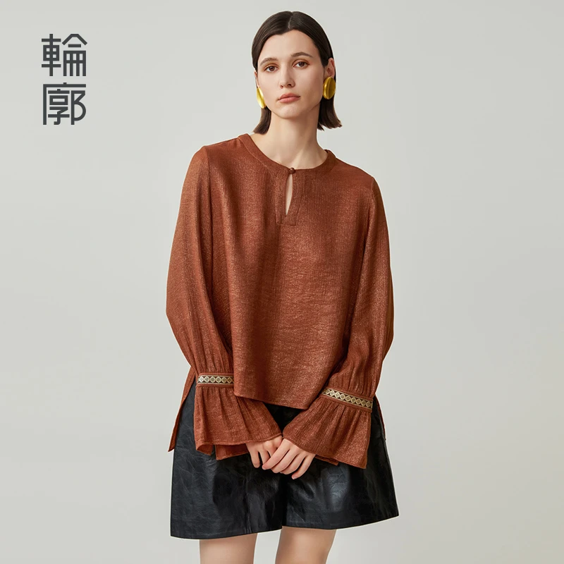 轮廓丹霞L243Y034高级度假风百搭舒适设计感衬衫新中式长袖女秋