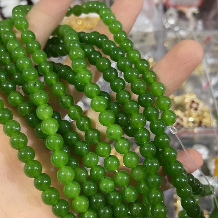 玛瑙/玉髓合金珠宝半成品2条6mm碧玉