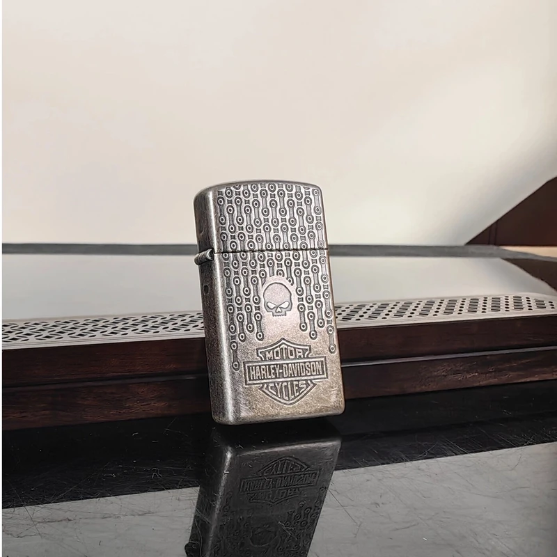 zippo打火机 DB  古银仟巧哈雷标志骷髅  DY9914ZJ*944dabai