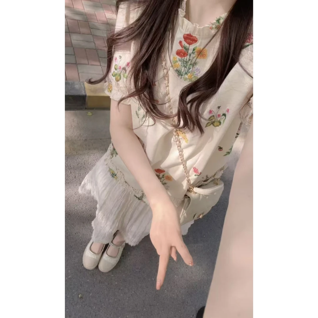 『花朵刺绣J』设计显瘦百搭时尚T恤89608