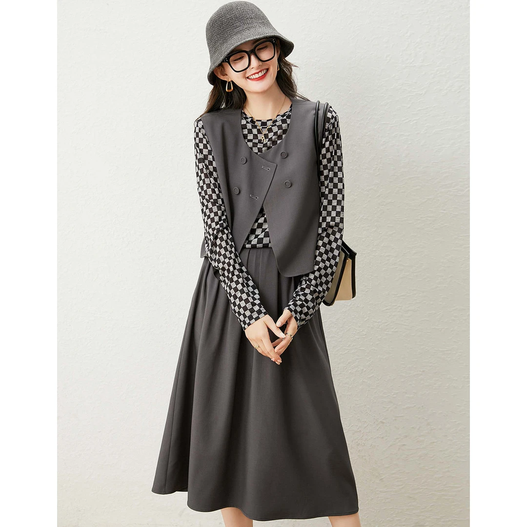 白鹿语【商场同款新品】春秋西装马夹半裙两件套时尚套装女ZBY20017