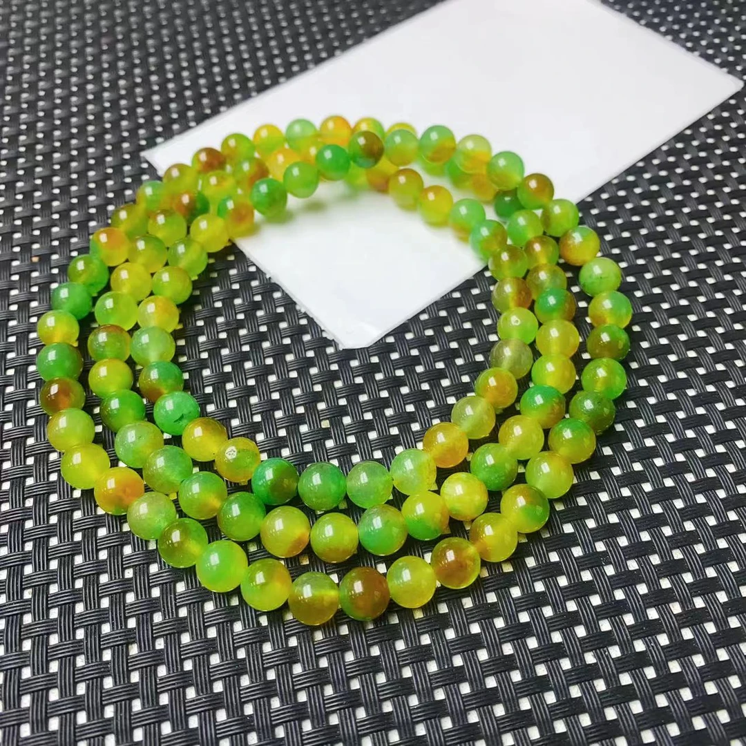 [聚小石]A476黄加绿108颗8M项链