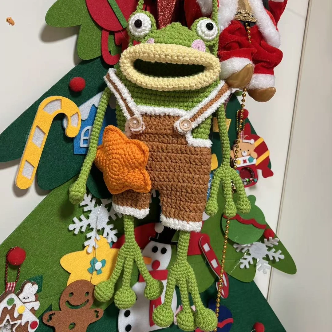 毛线钩针大嘴青蛙手机包手工编织丑萌斜挎包亲子包