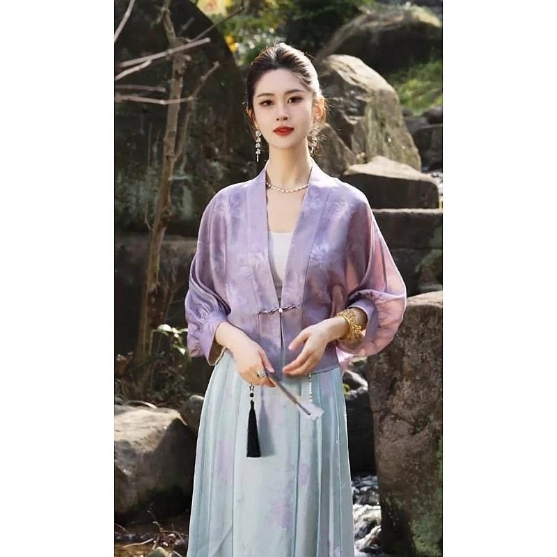 新中式紫色上衣2025新款清冷佛系禅意高端高级感国风盘扣女装唐装