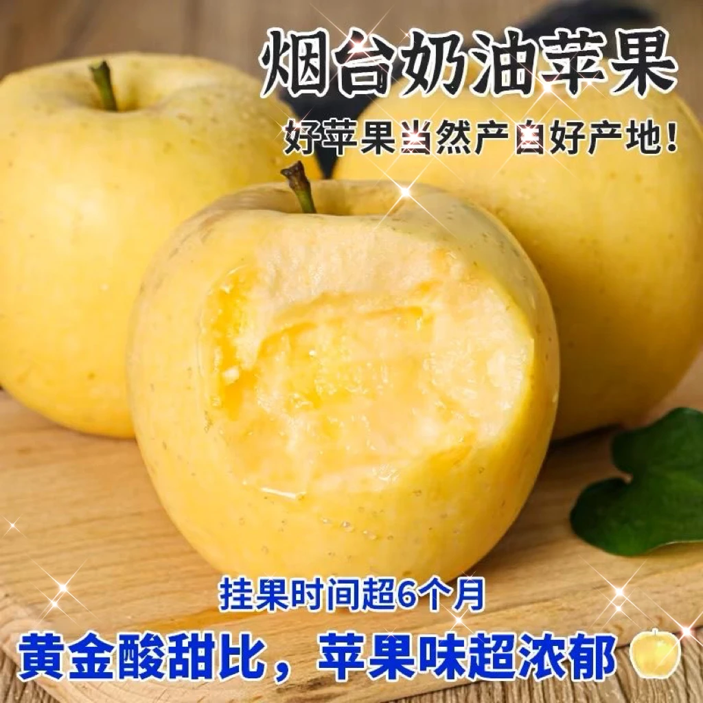 山东黄金奶油富士苹果4.5/8.5斤新鲜水果季正宗烟台脆甜奶油苹果