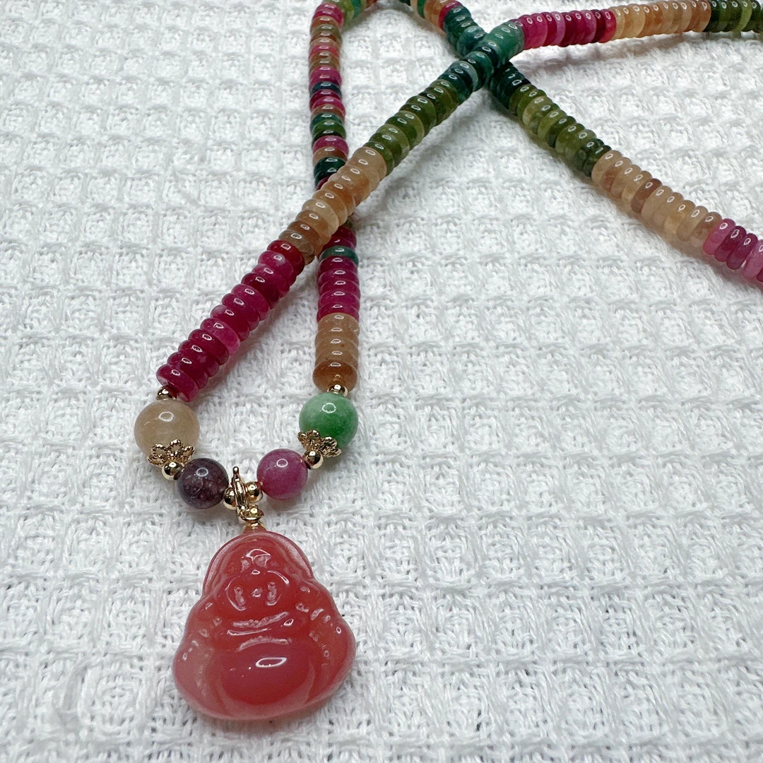 算盘盐源佛公碧玺项链