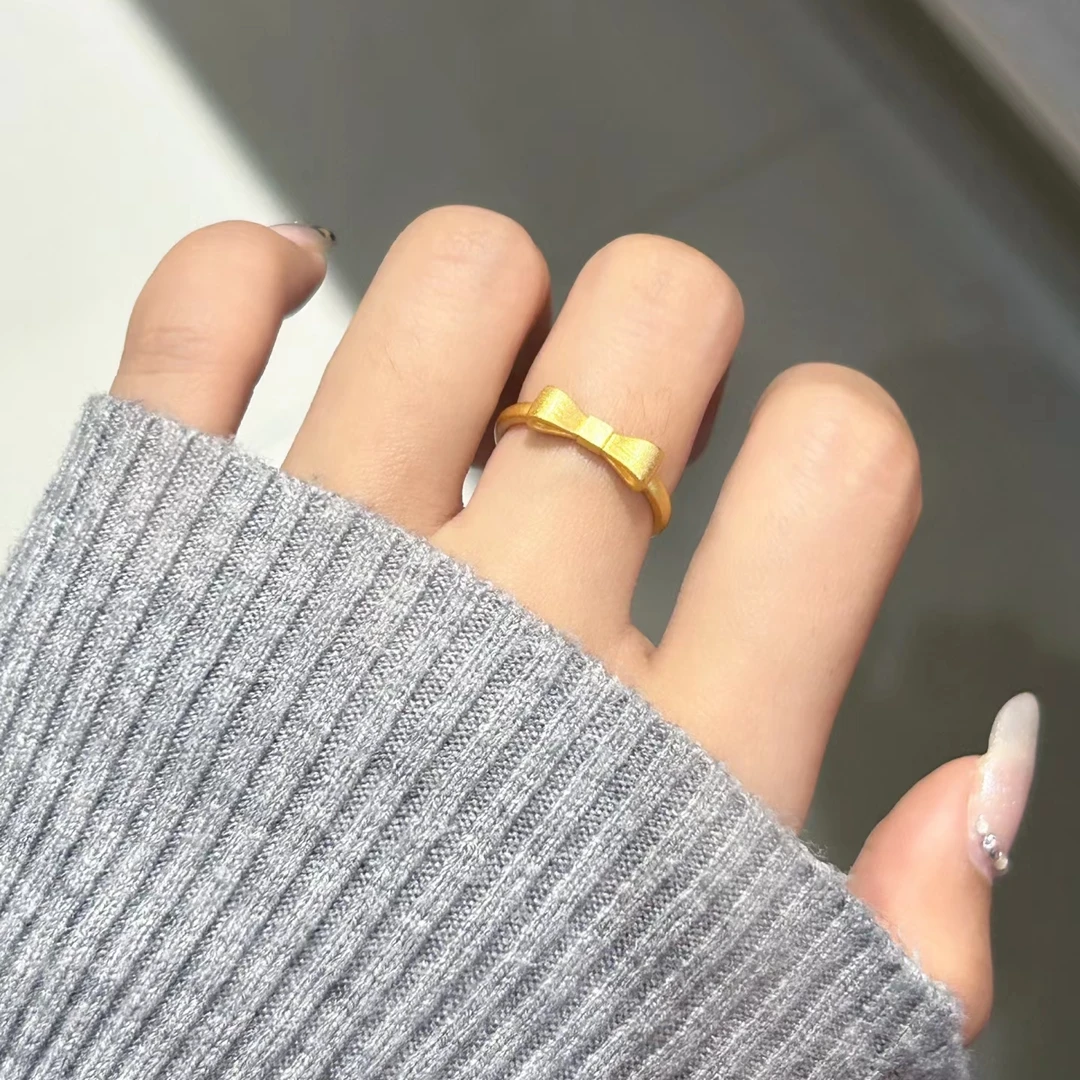 足银戒指 足银戒指 蝴蝶结戒指女