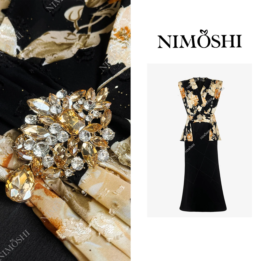 Dan总 法式高级感贵妇名媛风印花拼接气质显瘦连衣裙Q2245