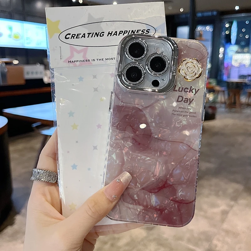 适用苹果系列iPhone15新款手机壳高级感酒红晕染贴花14/13/12pro