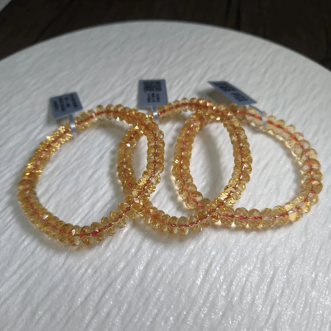 【晶雅颂】天然黄水晶盘切单圈手链 多样式发一件 约7mm 1482BB