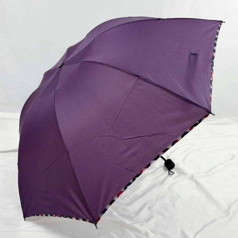 外贸单日系简约纯色三折手动轻量防风折叠雨伞学生成人一甩干雨伞