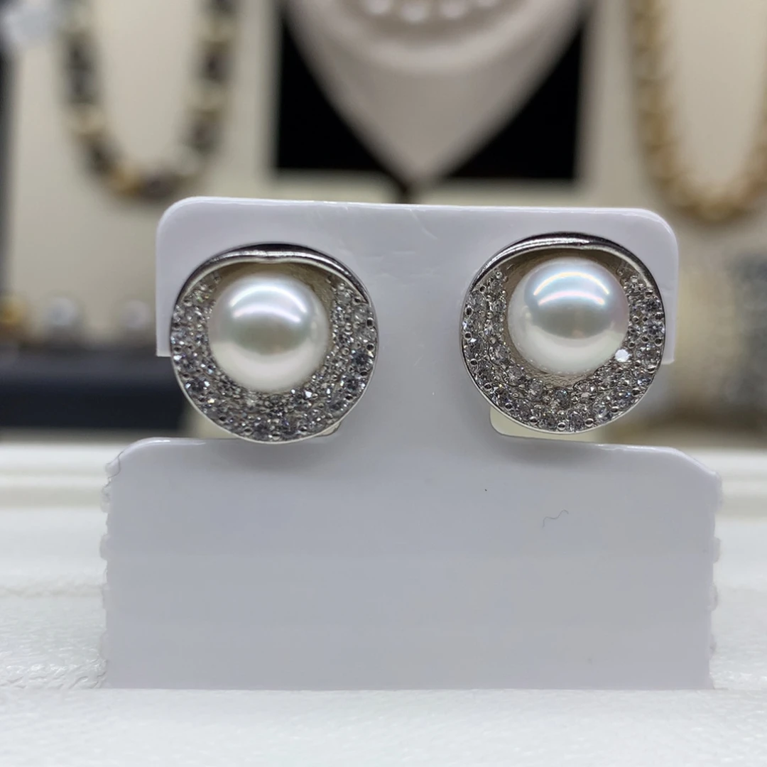 海水珍珠未镶嵌耳饰7-7.5mm日本海水珍珠耳饰