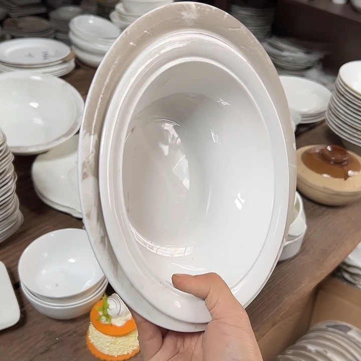 国营尾货骨瓷汤盆大小一对