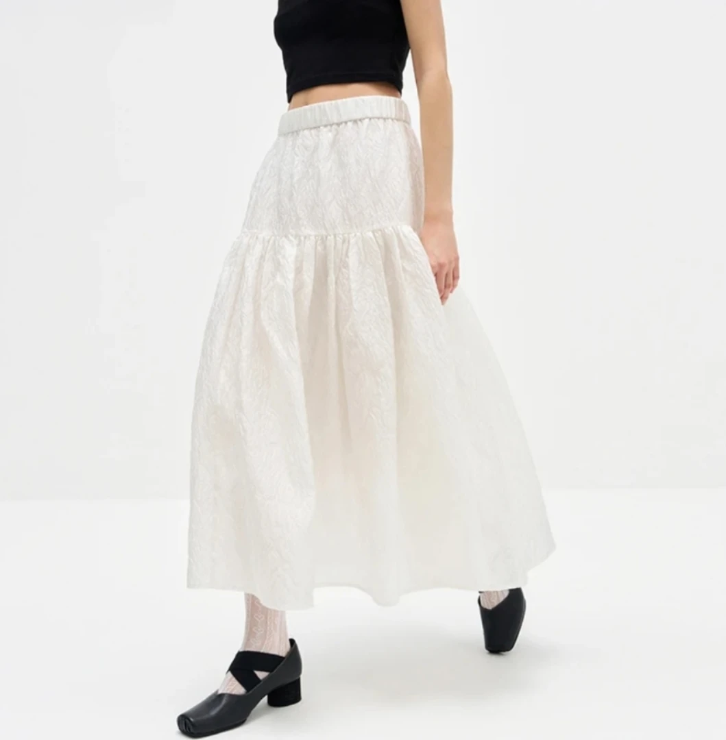 法式立体印花蓬蓬裙高腰显瘦a字百搭半身裙女28133（D8后）