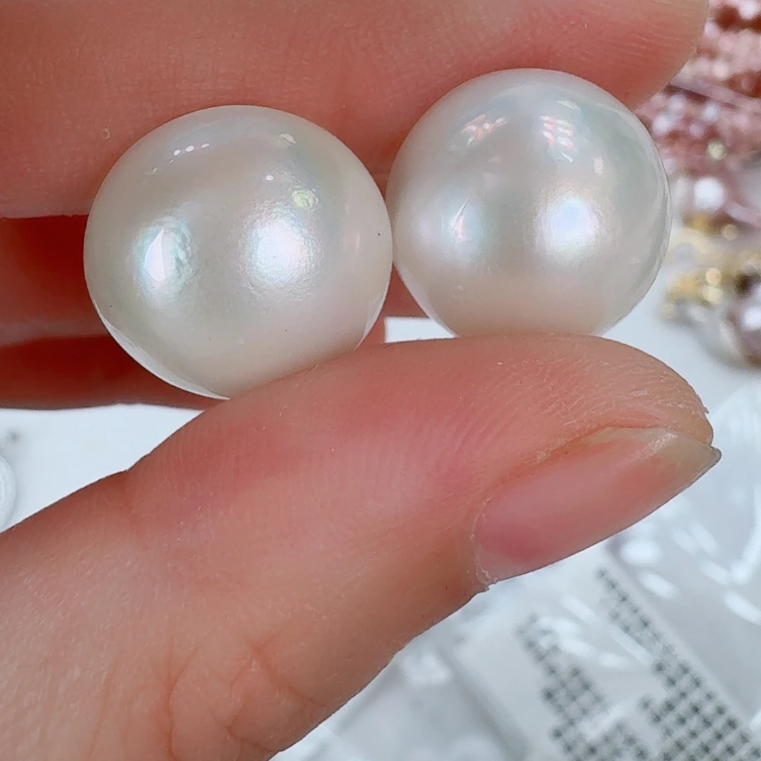 耳饰拼合珍珠（马贝珠）银S925镶嵌