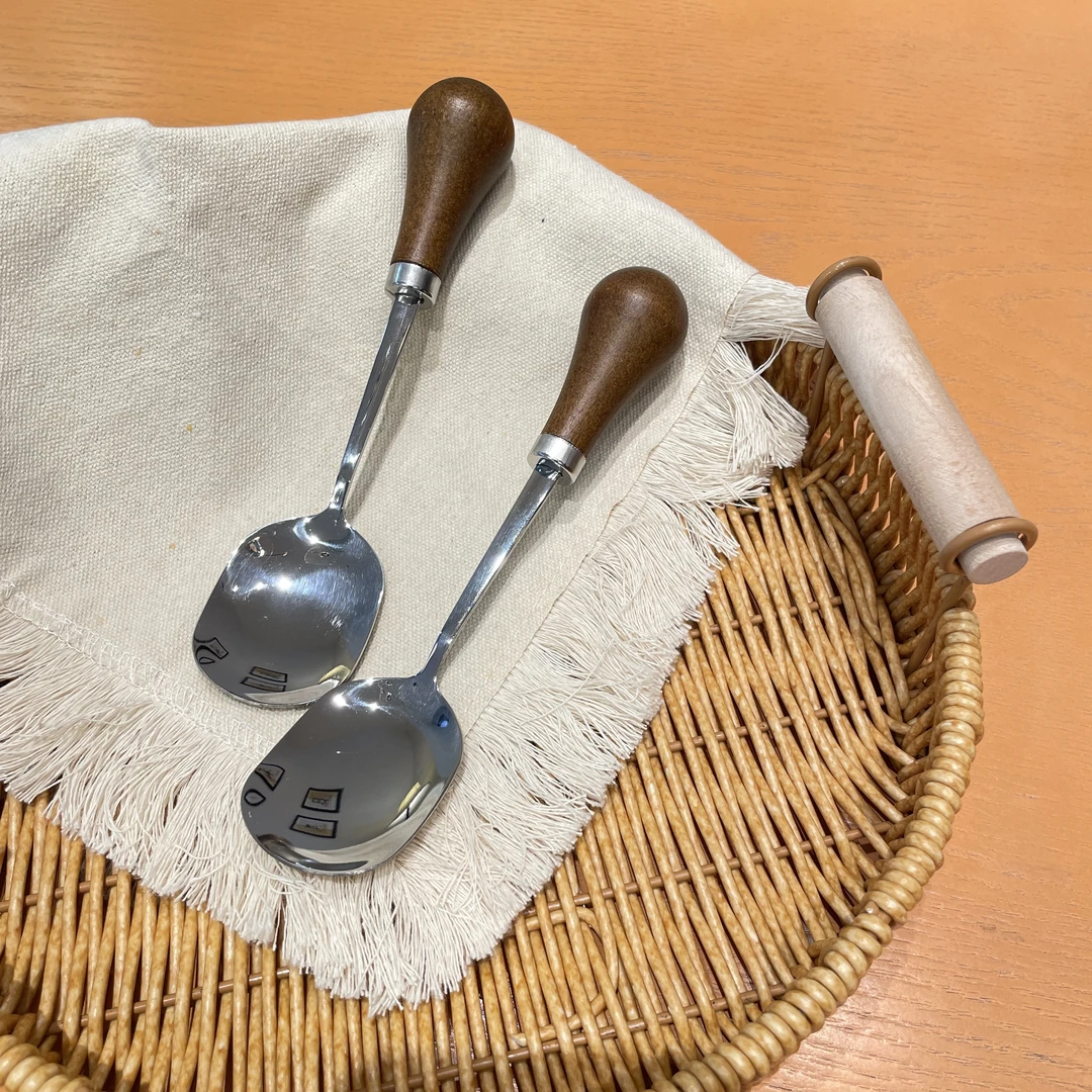 【2支】短柄可立式支持检测304不锈钢创意方勺家用吃饭勺