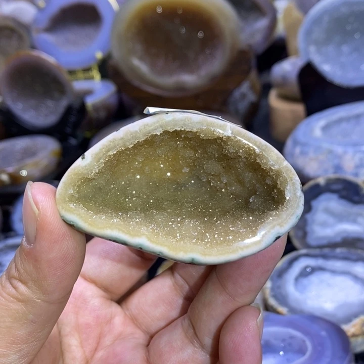 未镶嵌珠宝半成品紫晶黄软洞