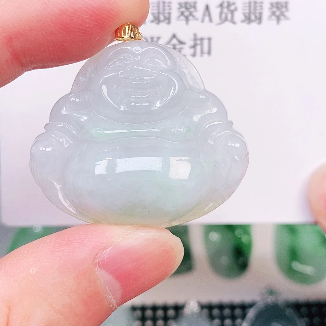 吊坠(不含链)18K金镶嵌翡翠